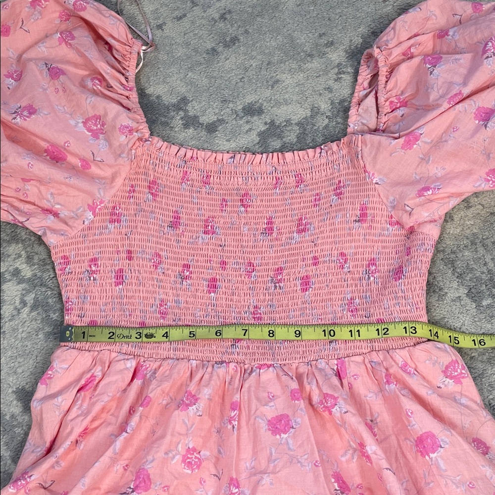LoveShackFancy x Target Simone Smocked Tiered Floral Midi Dress Pink Sz M - Picture 9 of 15